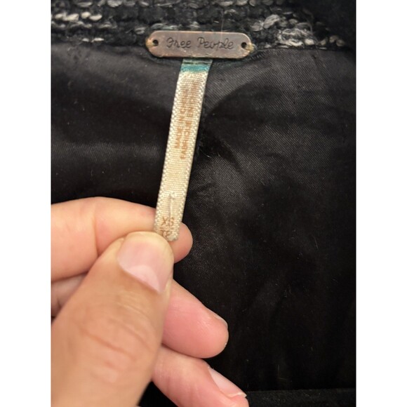 Free People Boucle Jacket Coat XS Tweed Boucle Textured Blazer Chevron - Picture 10 of 14